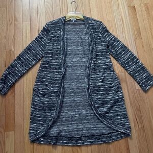 Splendid White and Grey Long Cardigan Sweater Size Large